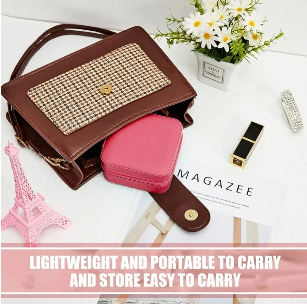 Traveling  Jewelry Box Light Pink  Faux Leather Snap Closure